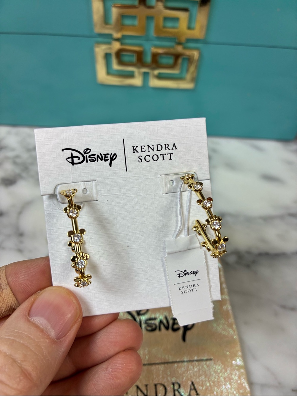 Kendra Scott Disney Minnie Mouse CZ Gold Metal Hoop Earrings - NWT